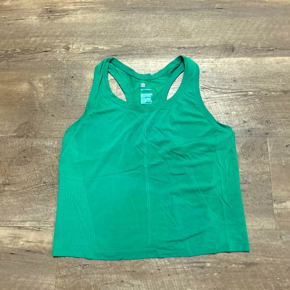💚 All in Motion Bright Green Razorback Tank Top | Size L | Relaxed Fit